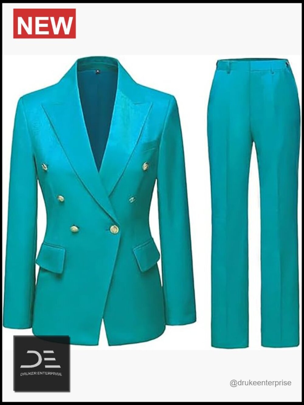 2 Piece Pantsuit Set Blazer Jacket Long Sleeve Business Office Suit